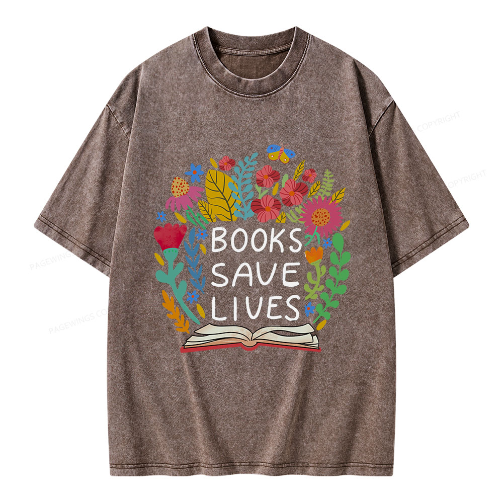Pagewings Books Save Lives Unisex Washed T-shirt