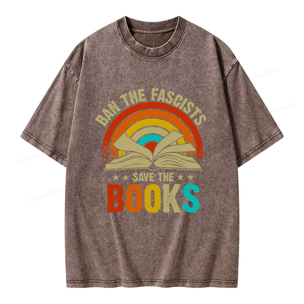 Pagewings Ban The Fascists Save The Books Unisex Washed T-shirt