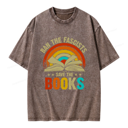 Pagewings Ban The Fascists Save The Books Unisex Washed T-shirt