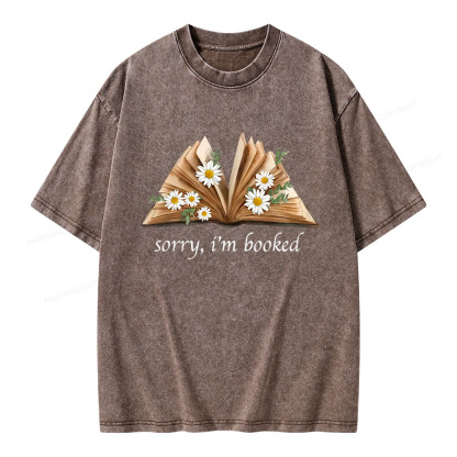 Pagewings Sorry I'm Booked Unisex Washed T-shirt