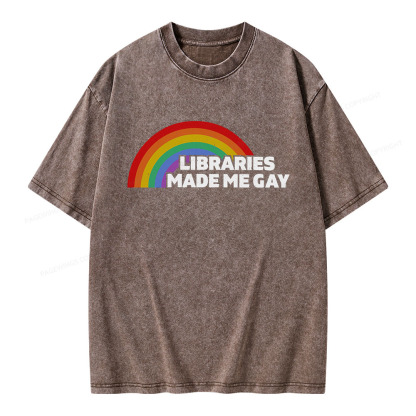 Pagewings Libraries Made Me Gay Unisex Washed T-shirt
