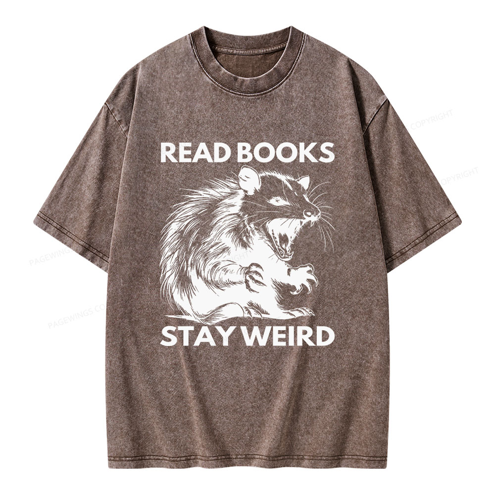 Pagewings Read Books Stay Weird Unisex Washed T-shirt