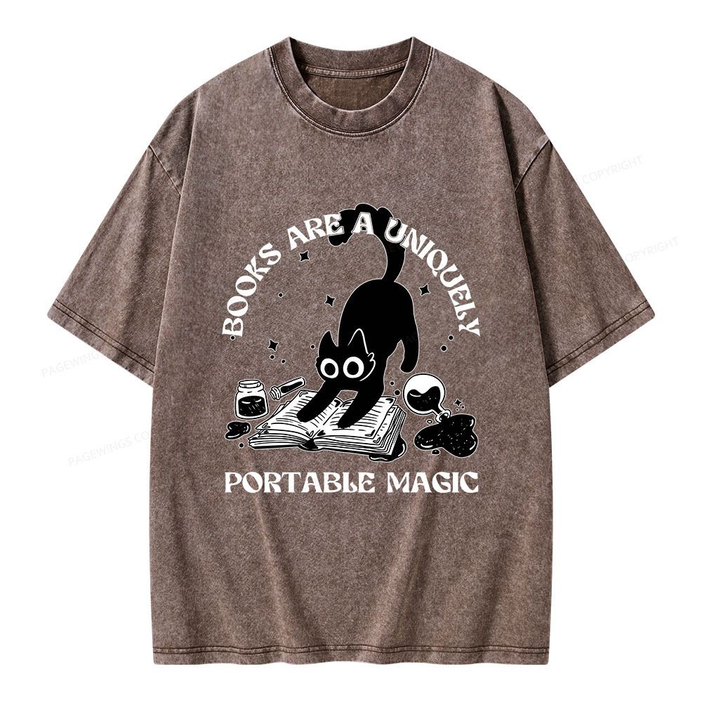Pagewings Books Are Uniquely Portable Magic Unisex Washed T-shirt