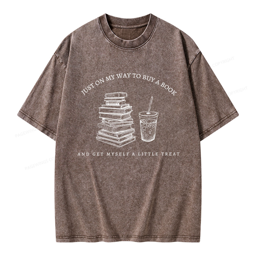 Pagewings Just On My Way To Buy A Book  Unisex Washed T-shirt