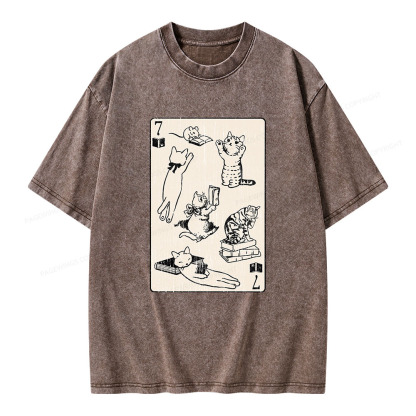 Pagewings Cats And Mouse Live In Peace With Books Unisex Washed T-shirt