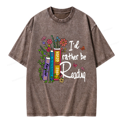 Pagewings I'd Rather Be Reading Unisex Washed T-shirt