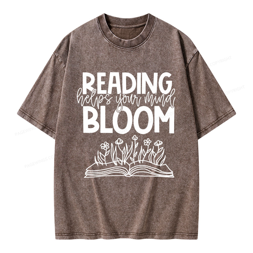 Pagewings Reading Helps Your Mind Bloom Unisex Washed T-shirt
