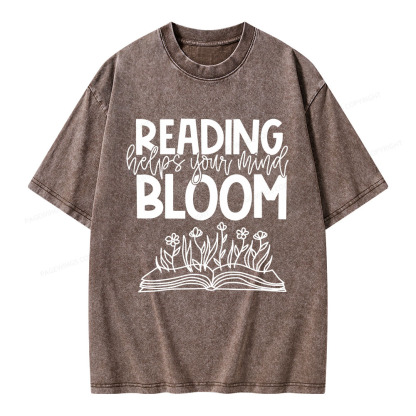 Pagewings Reading Helps Your Mind Bloom Unisex Washed T-shirt