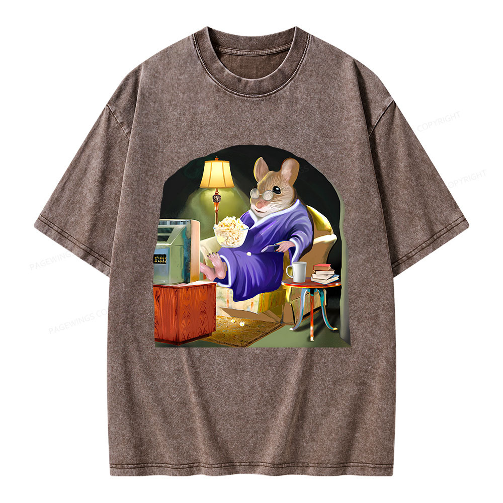 Pagewings Leisurely Mouse Unisex Washed T-shirt