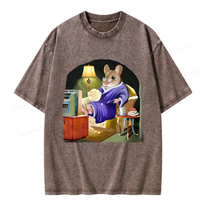Pagewings Leisurely Mouse Unisex Washed T-shirt