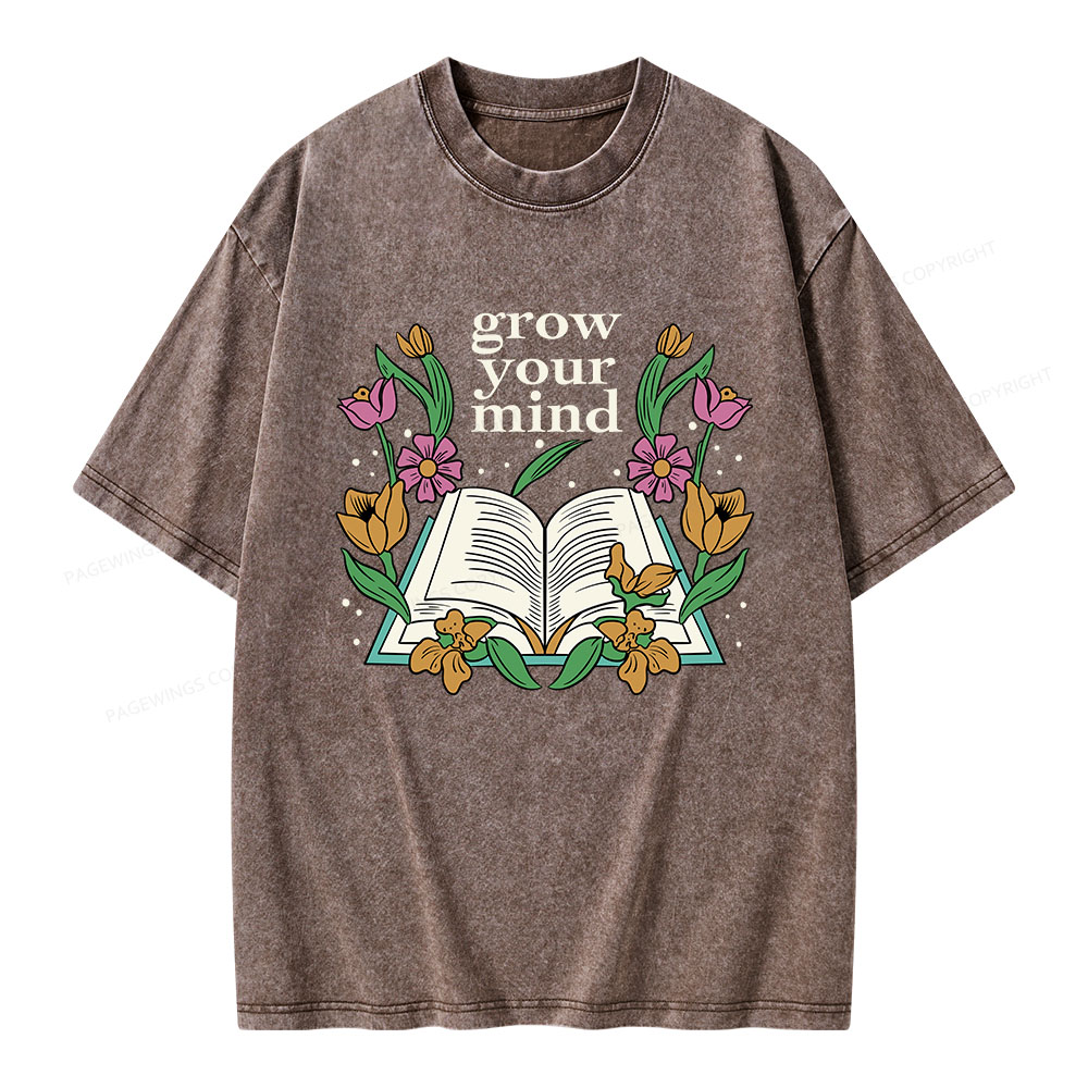 Pagewings Grow Your Mind Unisex Washed T-shirt