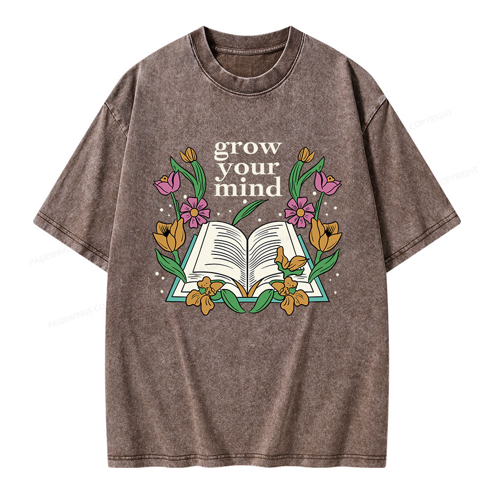 Pagewings Grow Your Mind Unisex Washed T-shirt