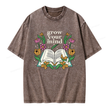 Pagewings Grow Your Mind Unisex Washed T-shirt