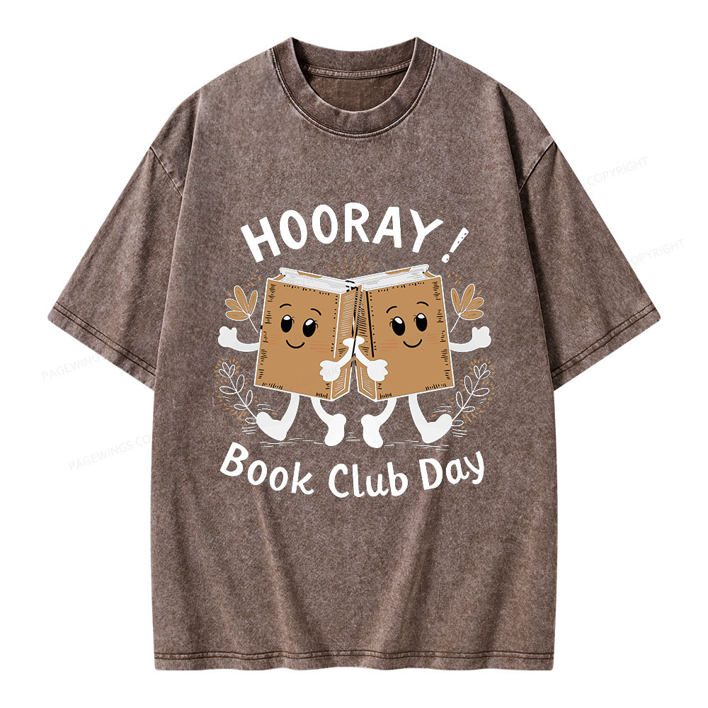 Pagewings Hooray Book Club Day Unisex Washed T-shirt
