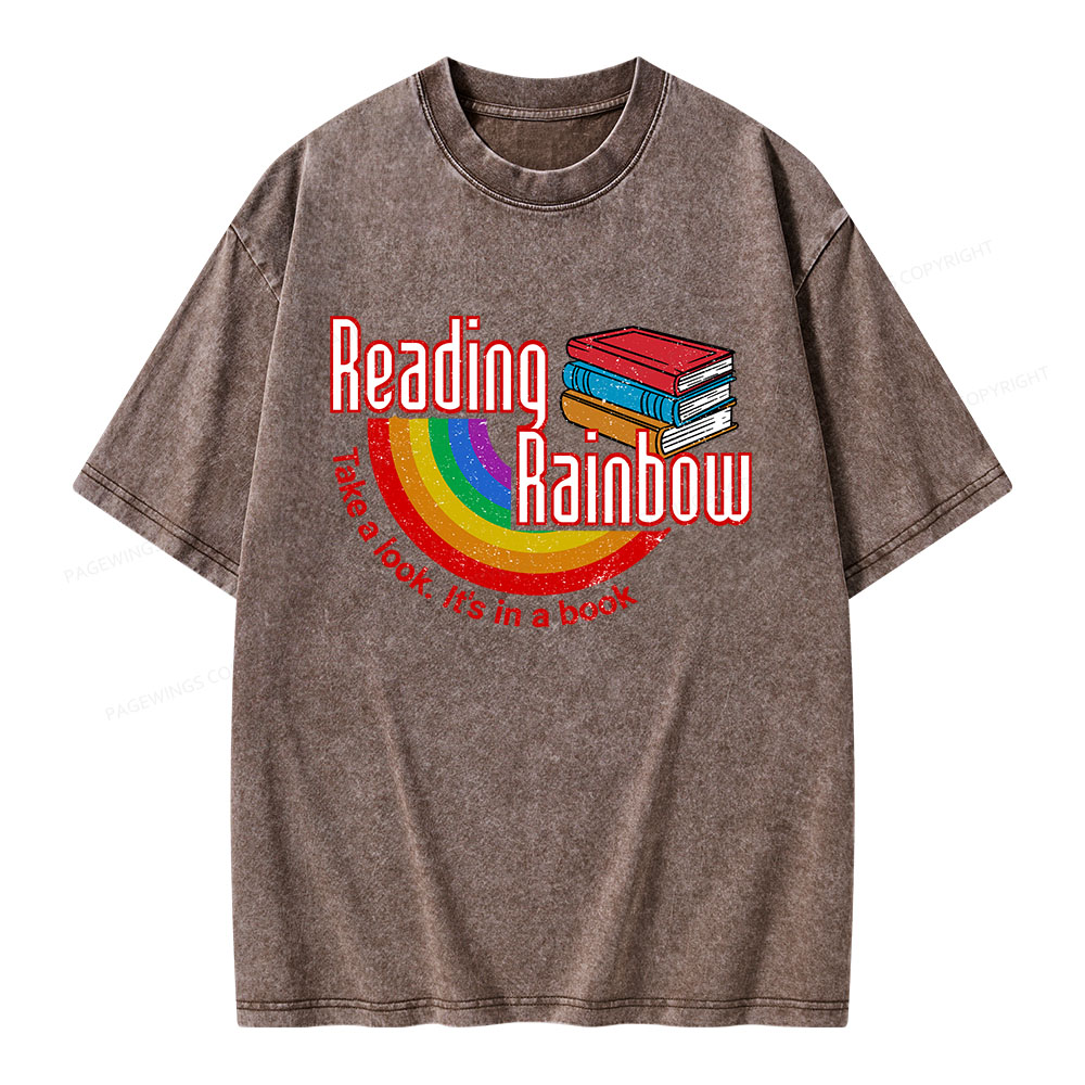 Pagewings Reading Rainbow Unisex Washed T-shirt