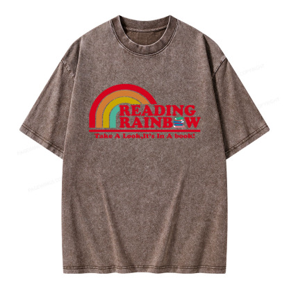 Pagewings Reading Rainbow Unisex Washed T-shirt