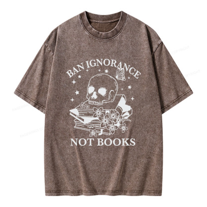 Pagewings Ban Ignorance Not Books Unisex Washed T-shirt