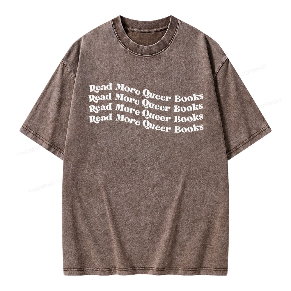 Pagewings Read More Queer Books Unisex Washed T-shirt