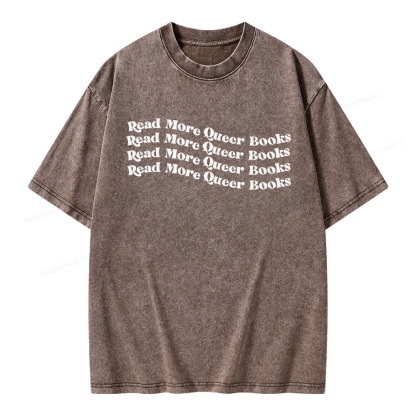 Pagewings Read More Queer Books Unisex Washed T-shirt