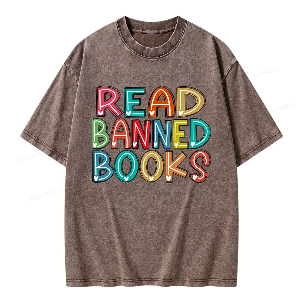 Pagewings Read Banned Books Unisex Washed T-shirt