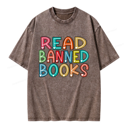 Pagewings Read Banned Books Unisex Washed T-shirt
