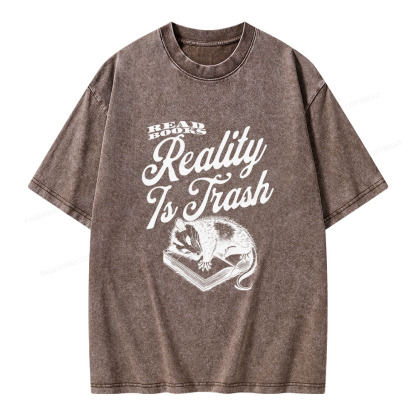 Pagewings Read Books Reality Is Trash Unisex Washed T-shirt