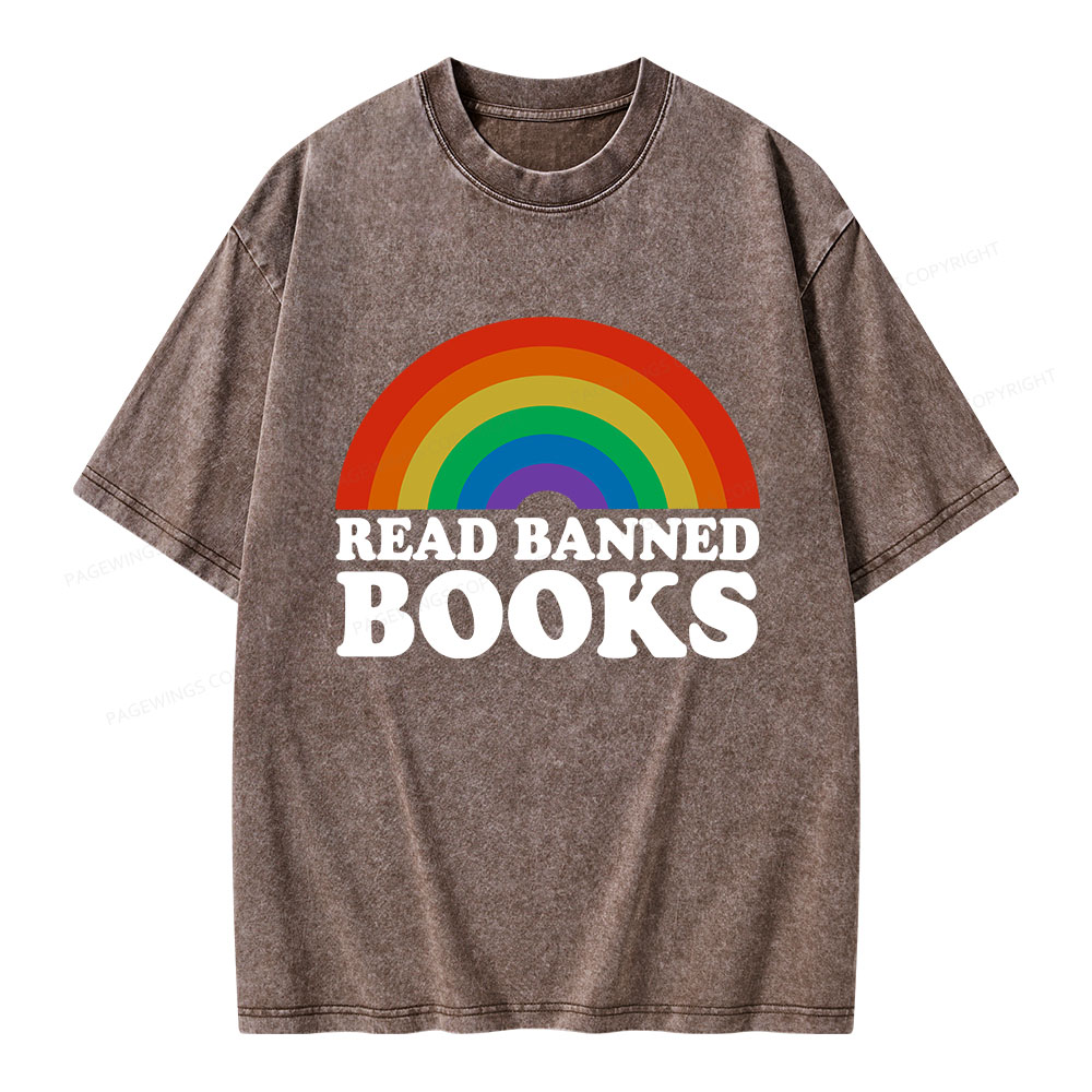Pagewings Read Banned Books Unisex Washed T-shirt