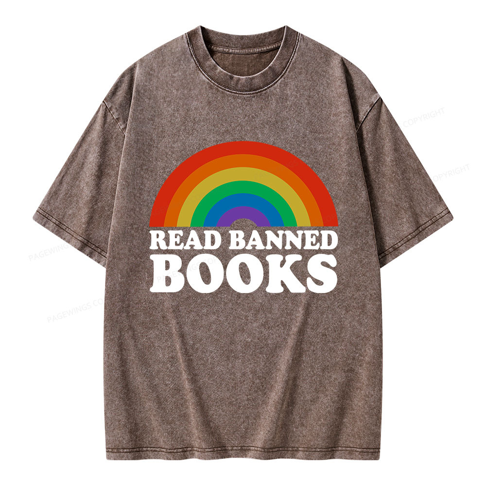 Pagewings Read Banned Books Unisex Washed T-shirt