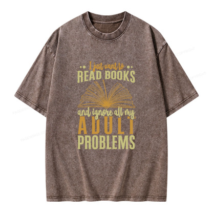 Pagewings I Just Want To Read Books Unisex Washed T-shirt