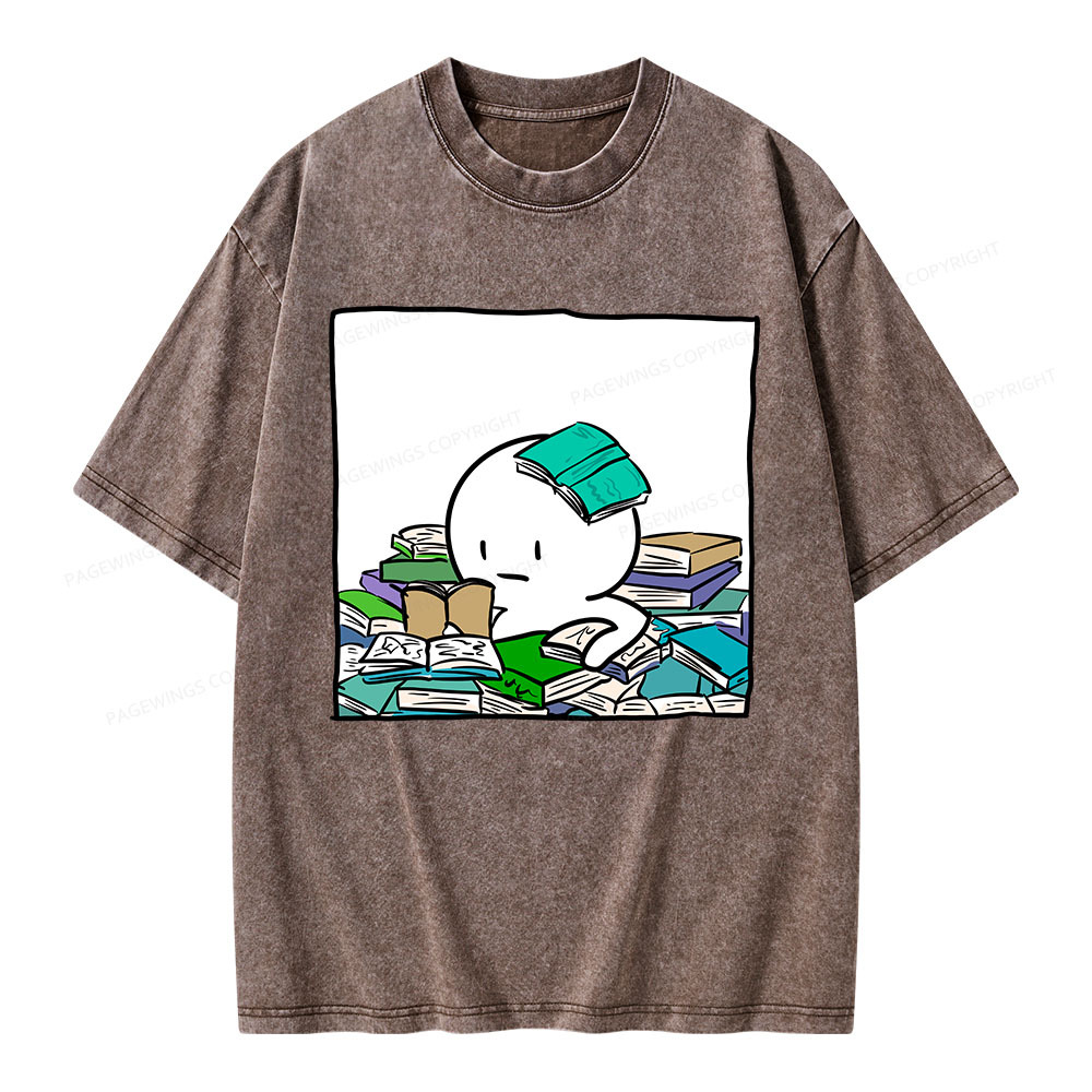 Pagewings Drowning In Books But Loving Every Moment Unisex Washed T-shirt