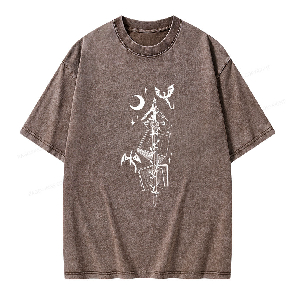 Pagewings Book Dragons Unisex Washed T-shirt