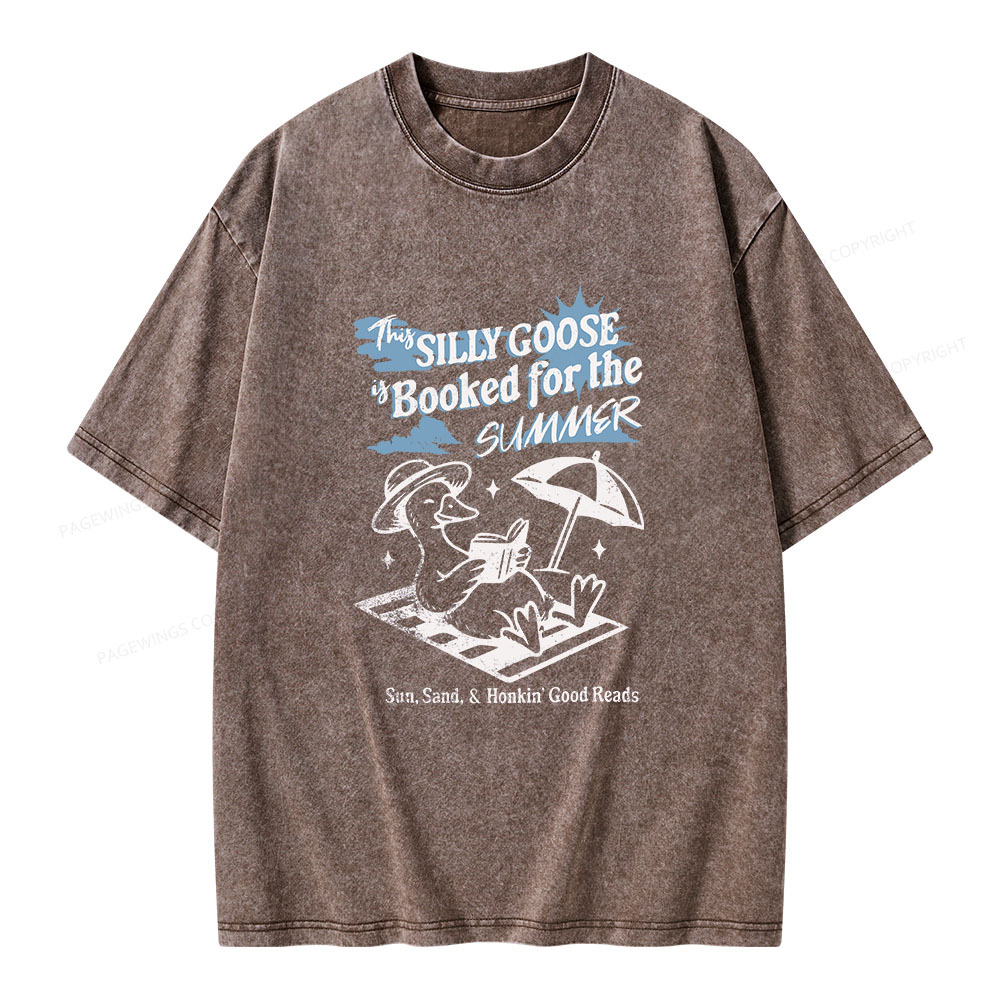 Pagewings Silly Goose Booked for the Summer Unisex Washed T-shirt