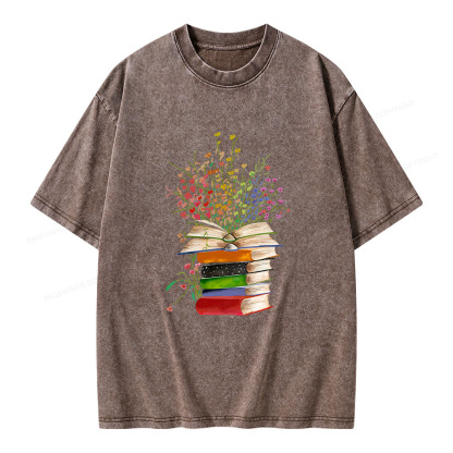 Pagewings Books Bloom With Knowledge Unisex Washed T-shirt