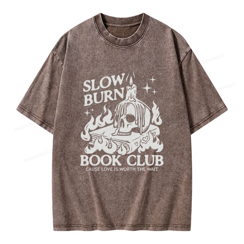 Pagewings Slow Burn Book Club Unisex Washed T-shirt
