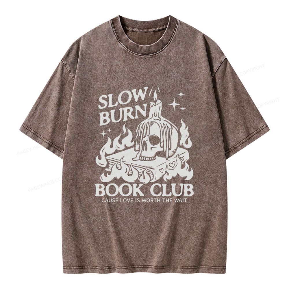Pagewings Slow Burn Book Club Unisex Washed T-shirt