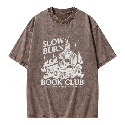 Pagewings Slow Burn Book Club Unisex Washed T-shirt