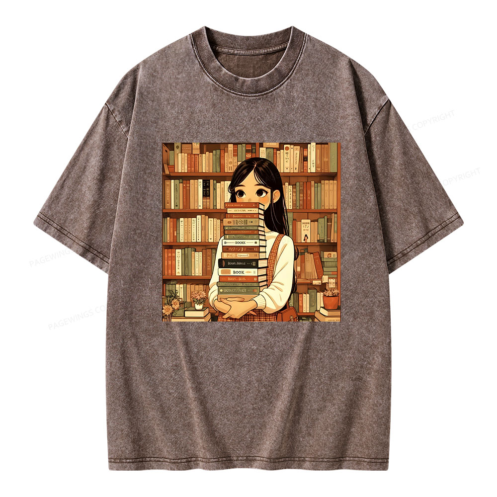 Pagewings A Girl Who Loves To Read Unisex Washed T-shirt