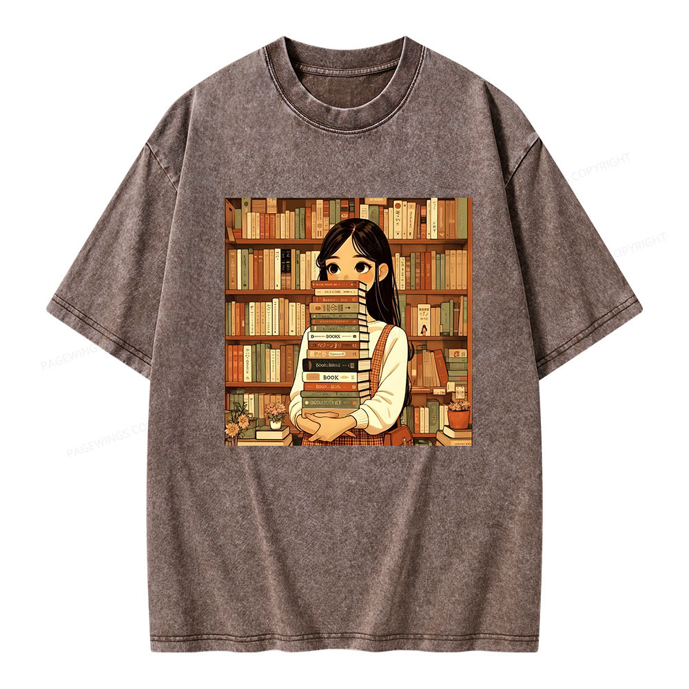 Pagewings A Girl Who Loves To Read Unisex Washed T-shirt