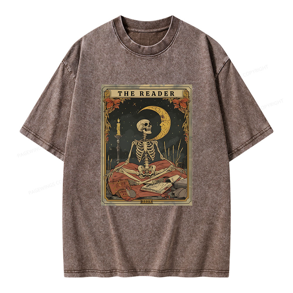 Pagewings The Reader Tarot Card Unisex Washed T-shirt