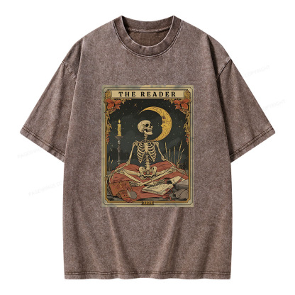 Pagewings The Reader Tarot Card Unisex Washed T-shirt
