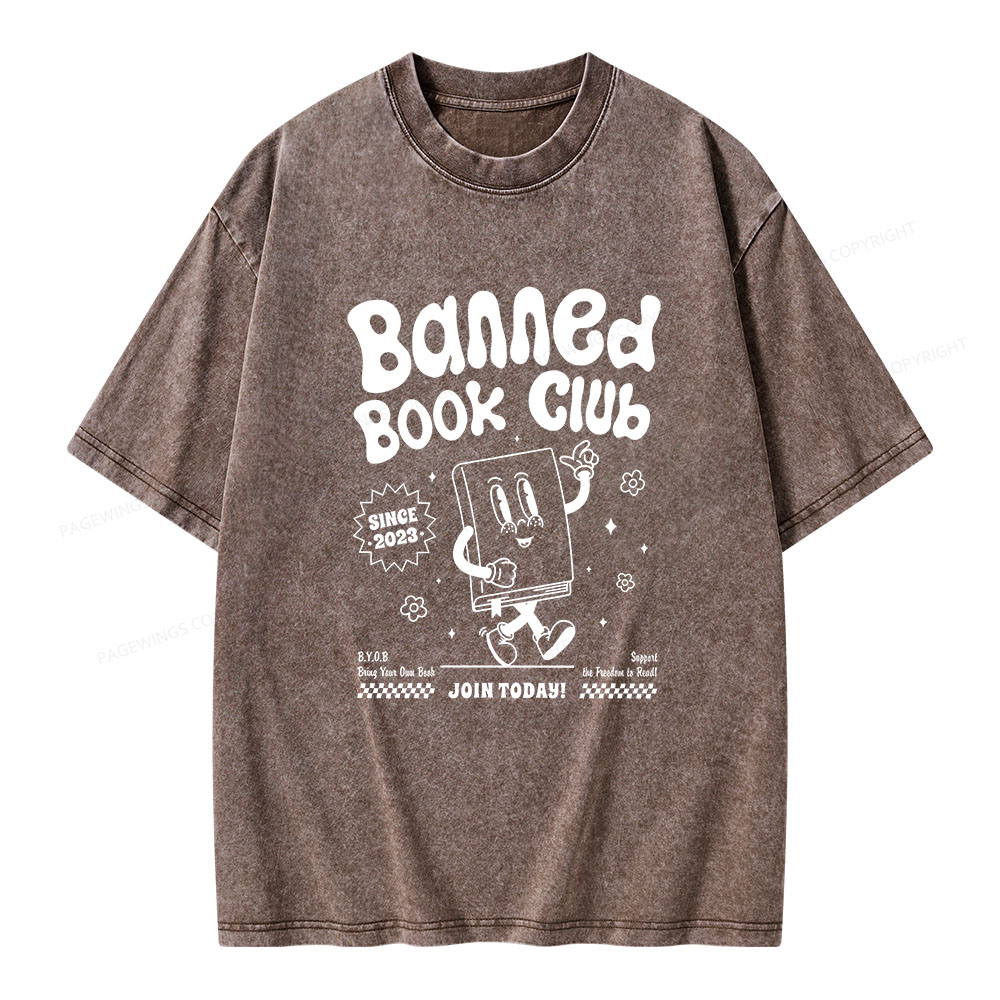 Pagewings Banned Book Club Unisex Washed T-shirt