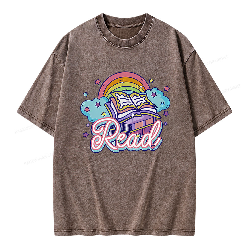 Pagewings Rainbow Book Lover Unisex Washed T-shirt