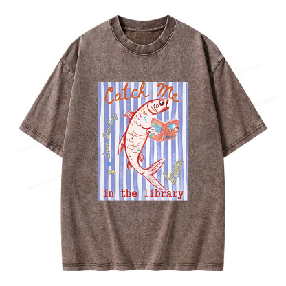 Pagewings Catch Me In The Library Unisex Washed T-shirt