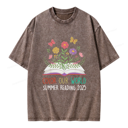 Pagewings Color Our World Summer Reading 2025 Unisex Washed T-shirt