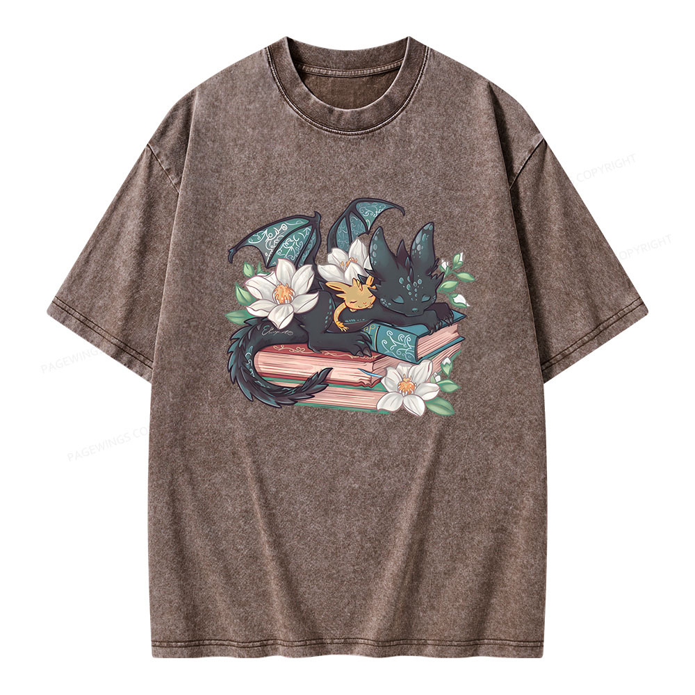Pagewings Fantasy Book Dragon Unisex Washed T-shirt
