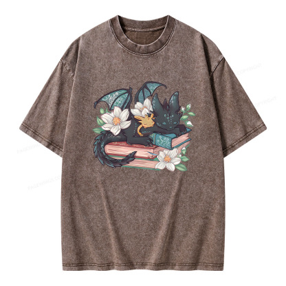 Pagewings Fantasy Book Dragon Unisex Washed T-shirt