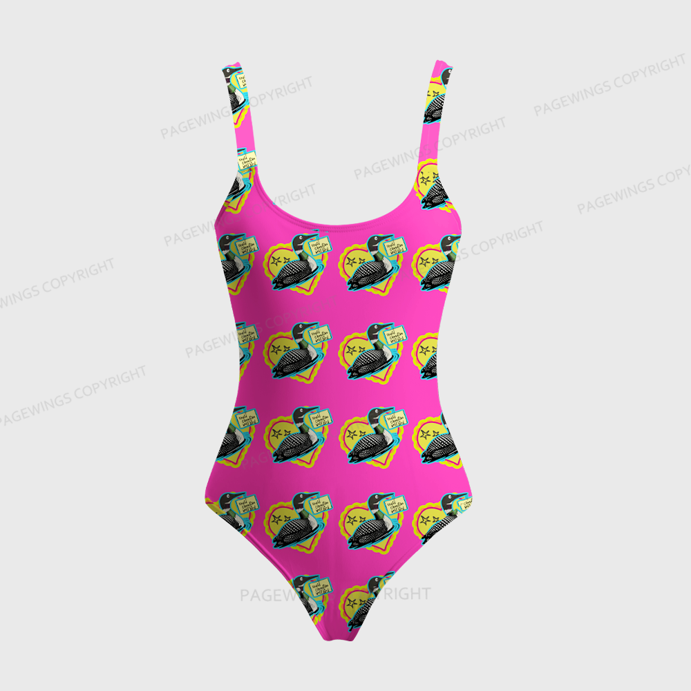 Pagewings Stupid Canadian Wolf Bird One-Piece Swimsuit