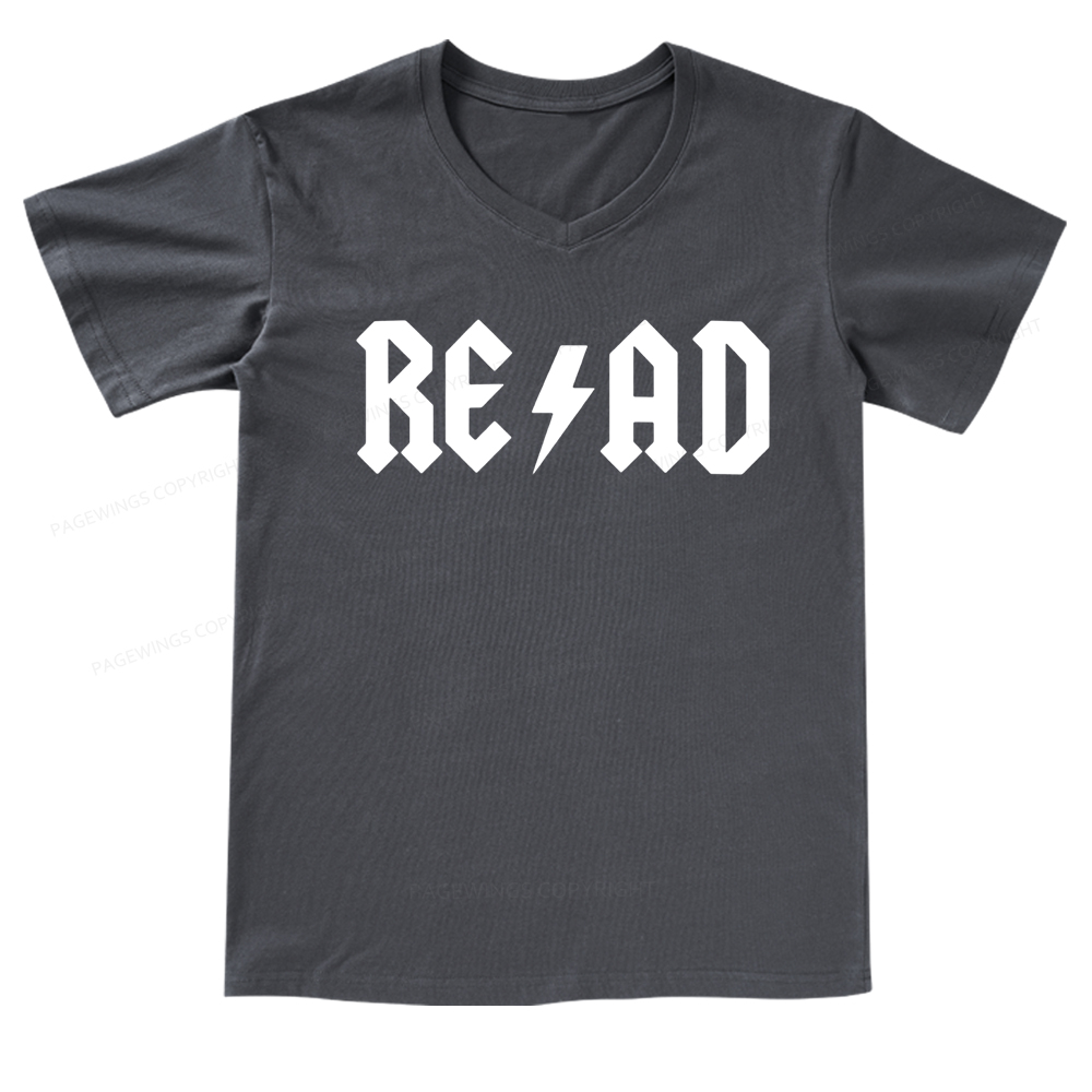 Pagewings Read Back In The Library "rock And Roll" V-neck T-shirt