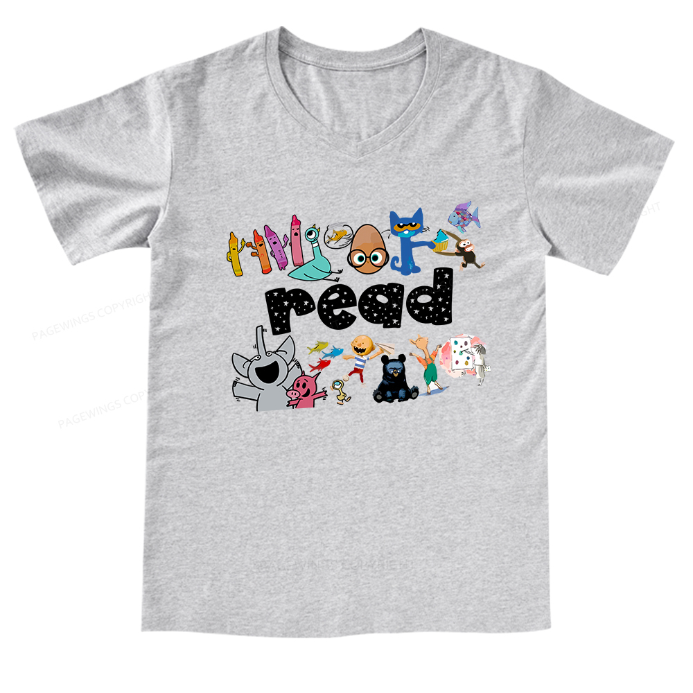 Pagewings Reading Bookish V-neck T-shirt