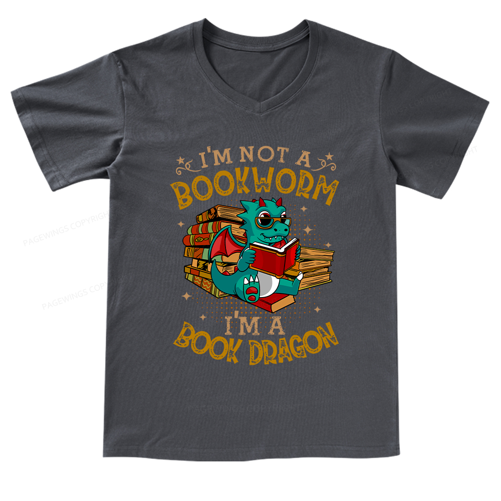 Pagewings Book Dragon V-neck T-shirt